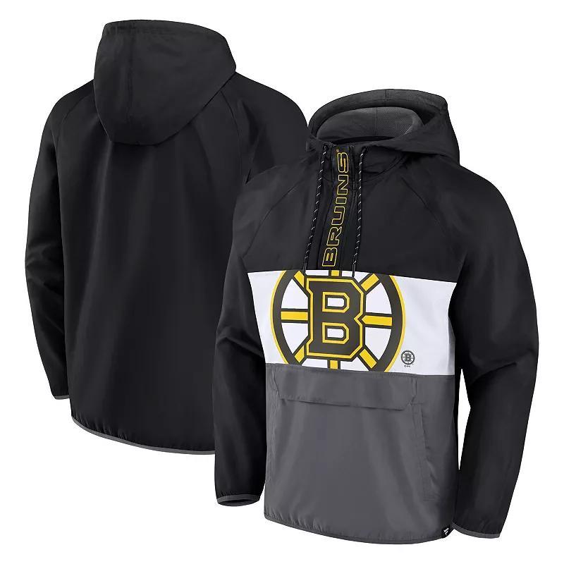 Mens Fanatics Branded Boston Bruins Flagrant Foul Anorak Raglan Half-Zip Hoodie Jacket Product Image