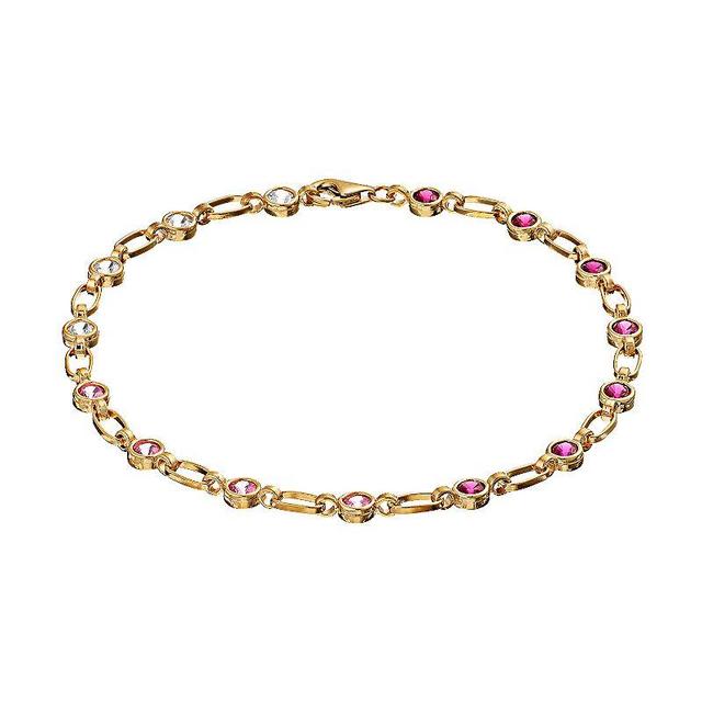 Kristen Kesho Sterling Silver Lab-Created Gemstone Tennis Bracelet, Womens Gold Tone Product Image