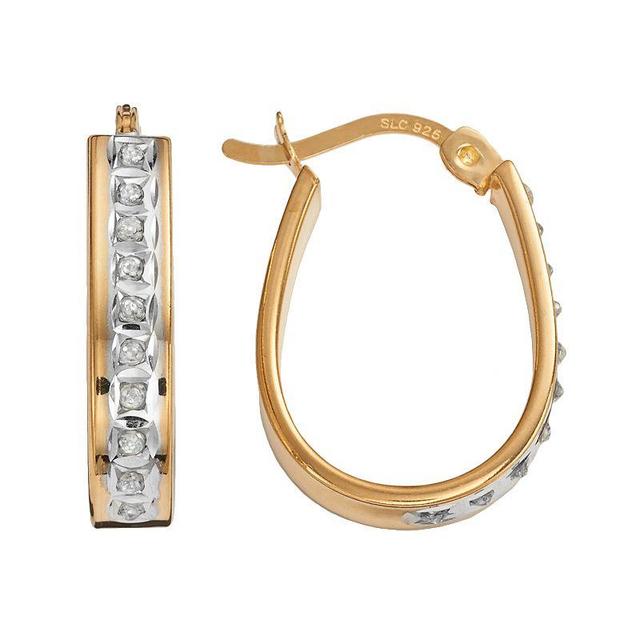 Diamond Mystique 18k Gold Over Silver Diamond Accent Pear Hoop Earrings, Womens, White Product Image