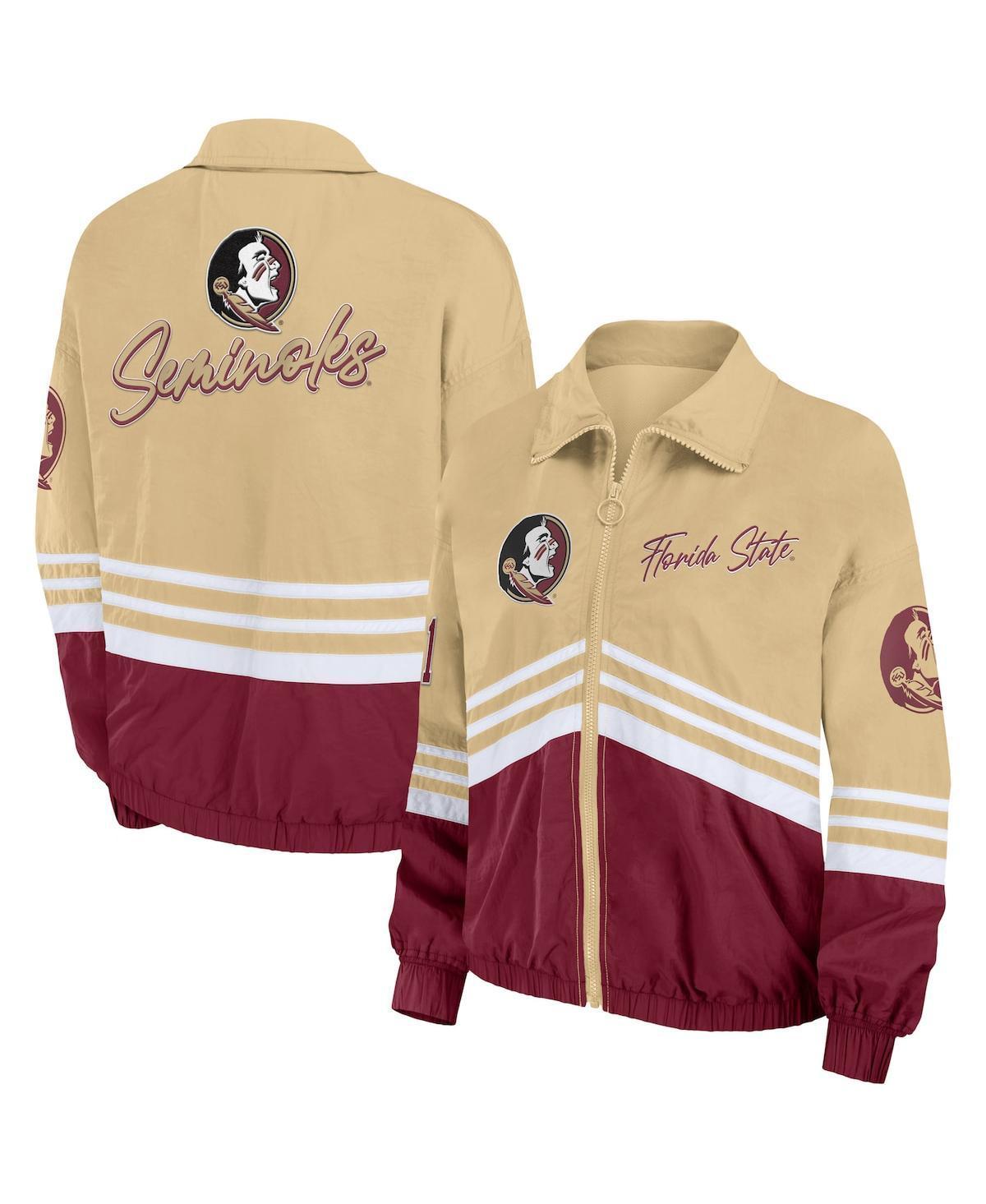 Womens WEAR by Erin Andrews Tan Florida State Seminoles Vintage Throwback Windbreaker Full-Zip Jacket Product Image