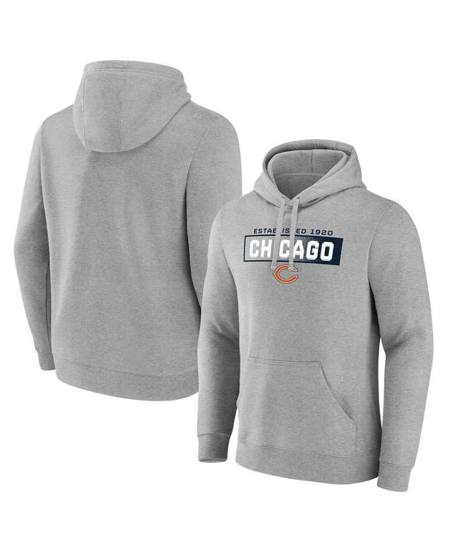 Mens Fanatics Heathered Gray Chicago Bears Down The Field Pullover Hoodie Product Image