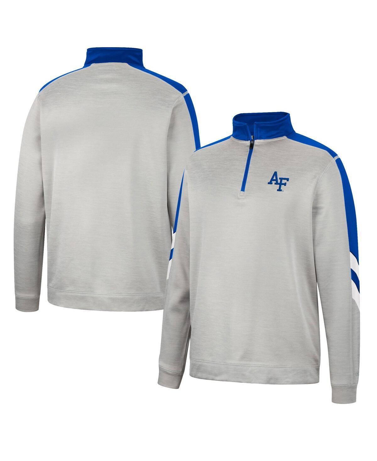 Mens Colosseum Gray/Navy Auburn Tigers Bushwood Fleece Quarter-Zip Jacket Product Image