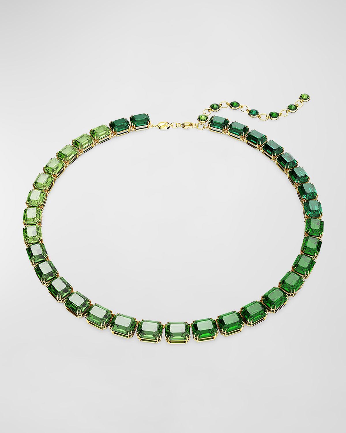 Swarovski Millenia Green Color Gradient Octagon Cut Collar Necklace in Gold Tone, 14.96-16.93 Product Image