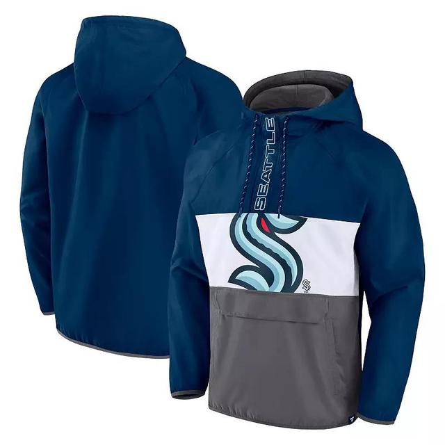 Mens Fanatics Branded Deep Sea Blue Seattle Kraken Flagrant Foul Anorak Raglan Half-Zip Hoodie Jacket Krk Blue Product Image