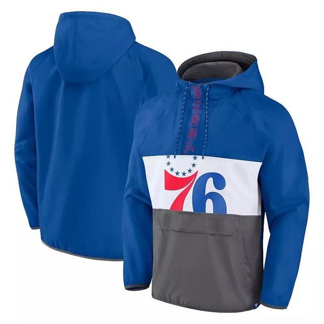 Mens Fanatics Royal Philadelphia 76ers Anorak Flagrant Foul Color-Block Raglan Hoodie Half-Zip Jacket - Royal Product Image