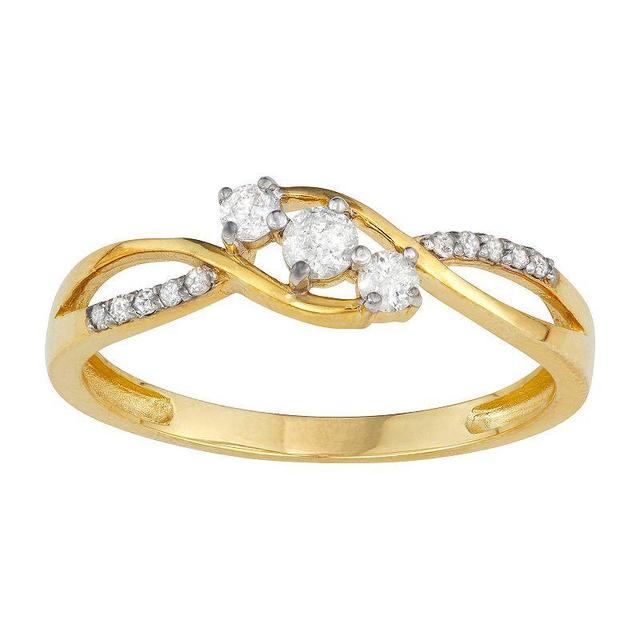 Tiara 10k Gold 1/5 Carat TW Diamond Twist Ring, Womens Product Image