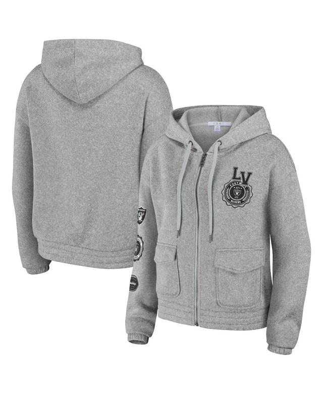 Womens Wear by Erin Andrews Heather Gray Las Vegas Raiders Full-Zip Hoodie Product Image