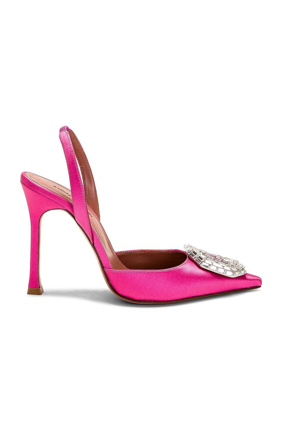 AMINA MUADDI Camelia Satin 105 Sling Heel Pink. (also in 35.5, 37.5, 38.5). Product Image