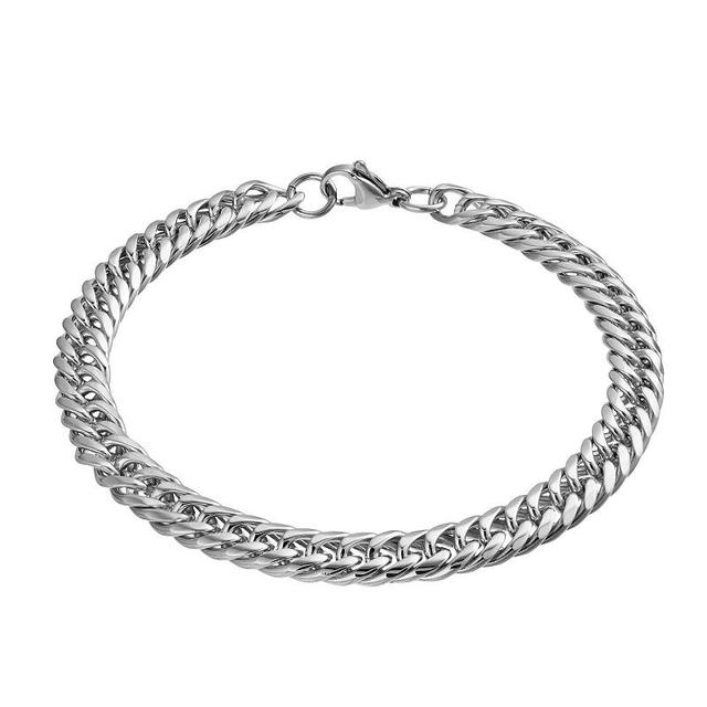 Kristen Kesho Stainless Steel Double Curb Chain Bracelet, Mens Product Image