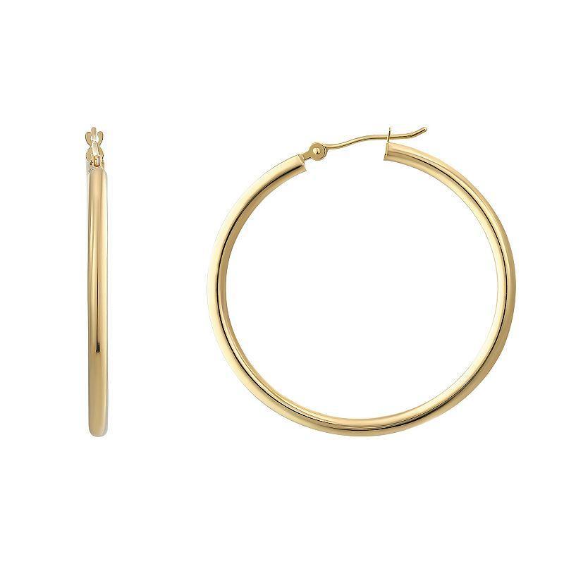 18k Gold Polished Hoop Earrings, Womens Product Image