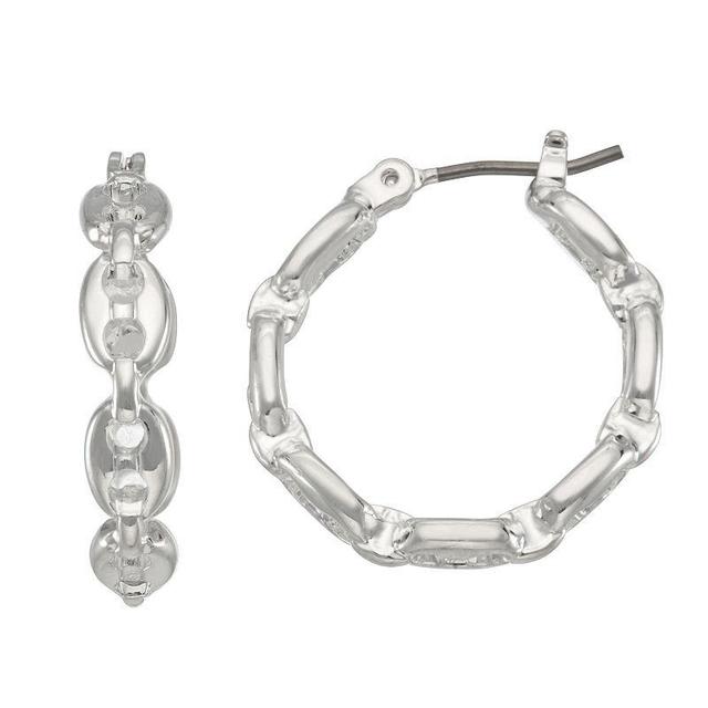 Nine West Chain Link Click It Hoop Earrings, Womens, Silver Product Image