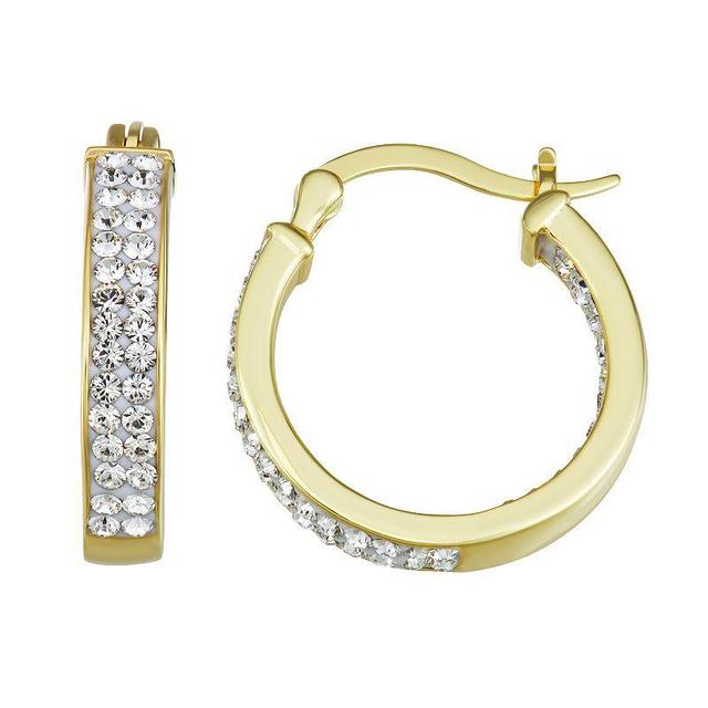 Forever Radiant 14k Gold Over Silver Crystal Inside-Out Hoop Earrings, Womens, White Product Image