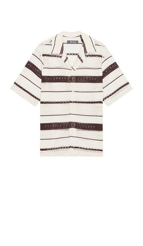 Crochet Stripe Camp Shirt Product Image