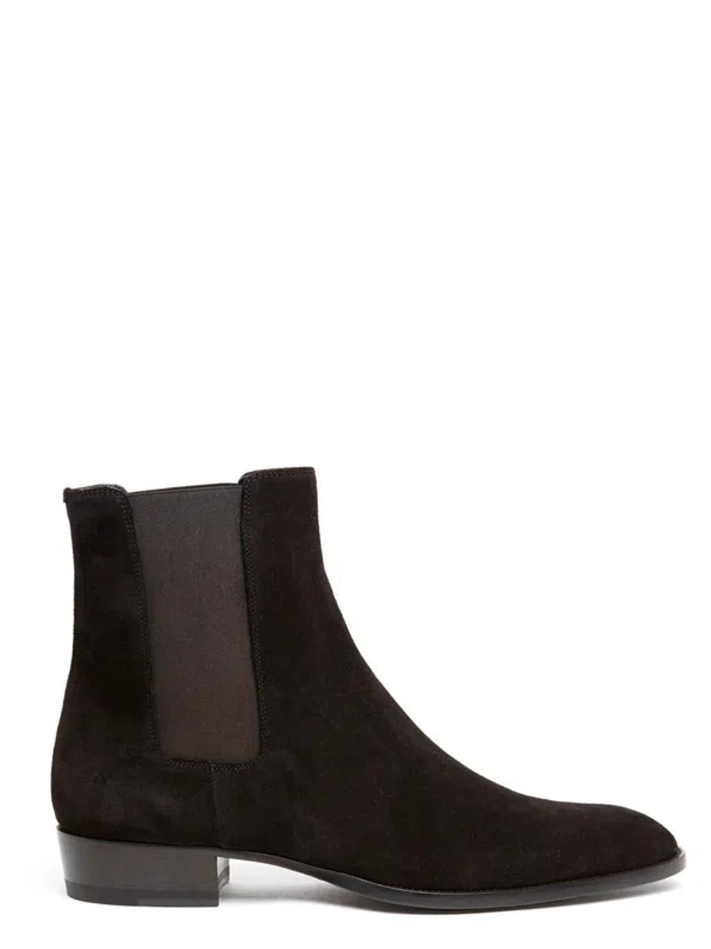 SAINT LAURENT Wyatt 30 Suede Boot In Black Product Image