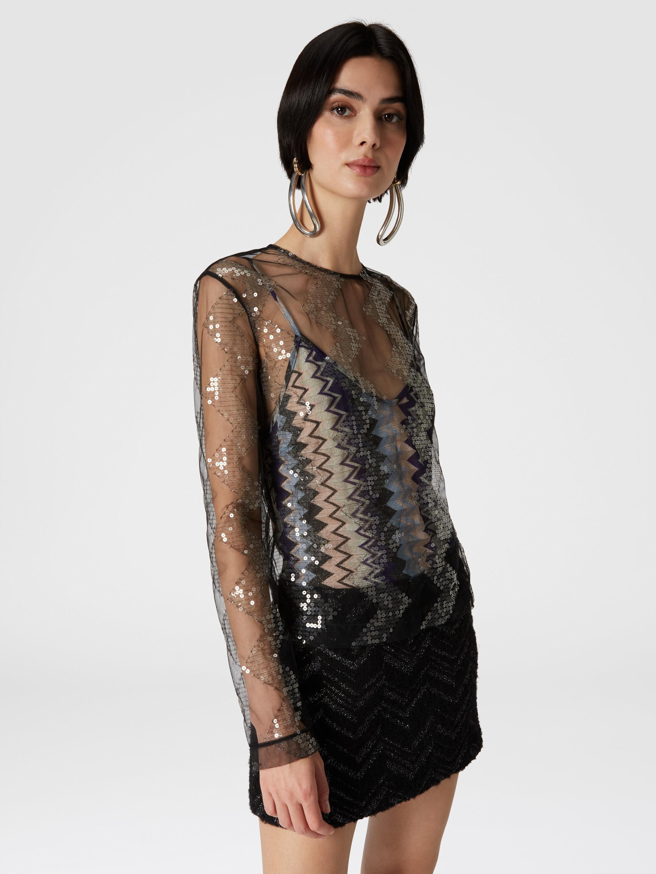 Doubled blouse in sequined tulle Product Image