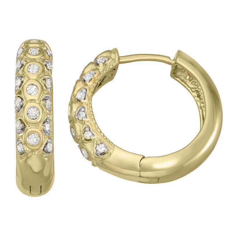 HDI 10k Gold 1/4 Carat T.W. Diamond Vintage Hoop Earrings, Womens Product Image