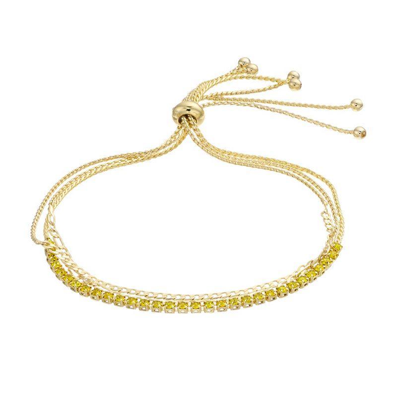 City Luxe Crystal Simulated Birthstone Multi-Strand Adjustable Chain Bracelet, Womens, Gold Tone November Product Image