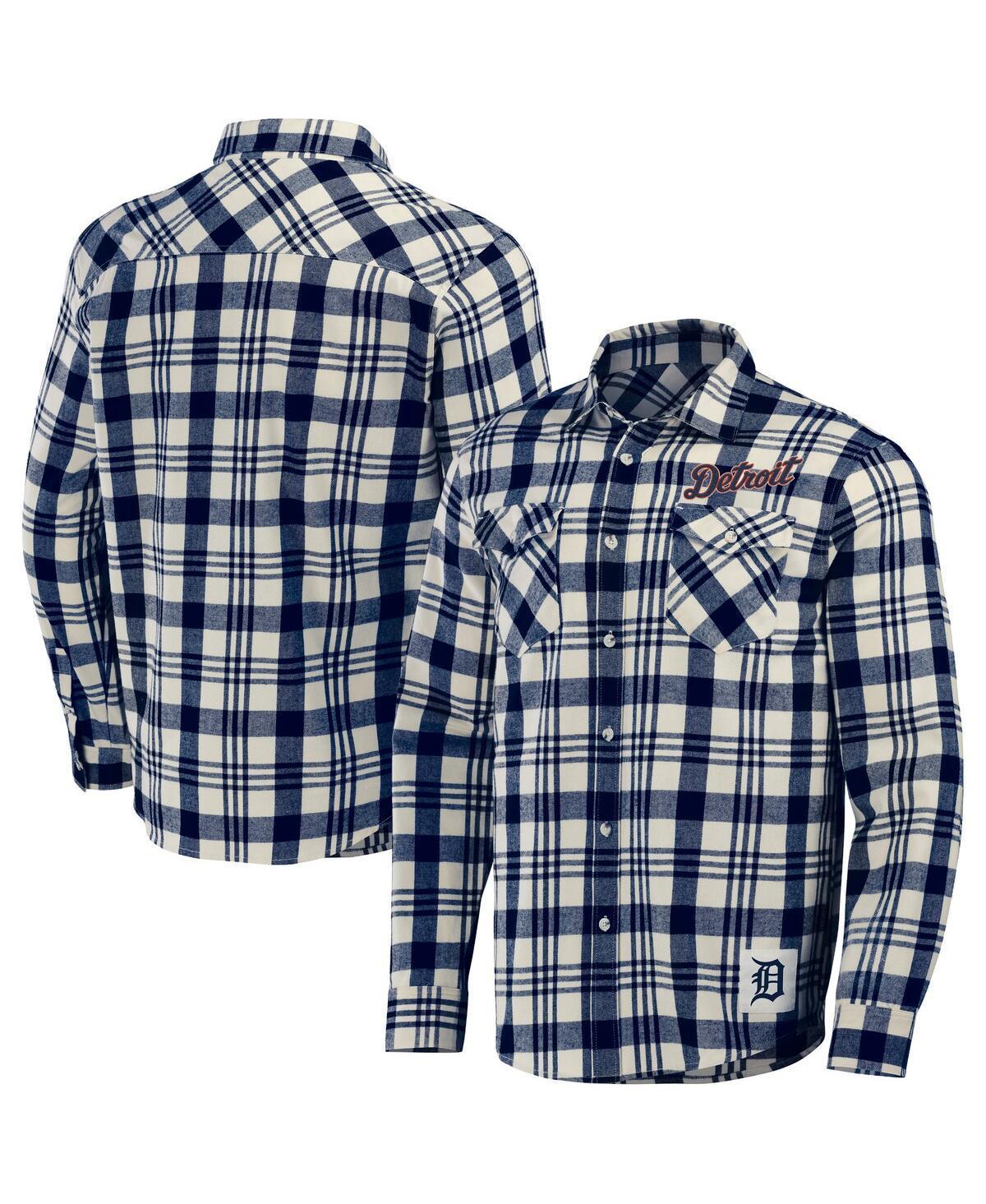 Mens Darius Rucker Collection by Fanatics Navy Detroit Tigers Plaid Flannel Button-Up Shirt Blue Product Image