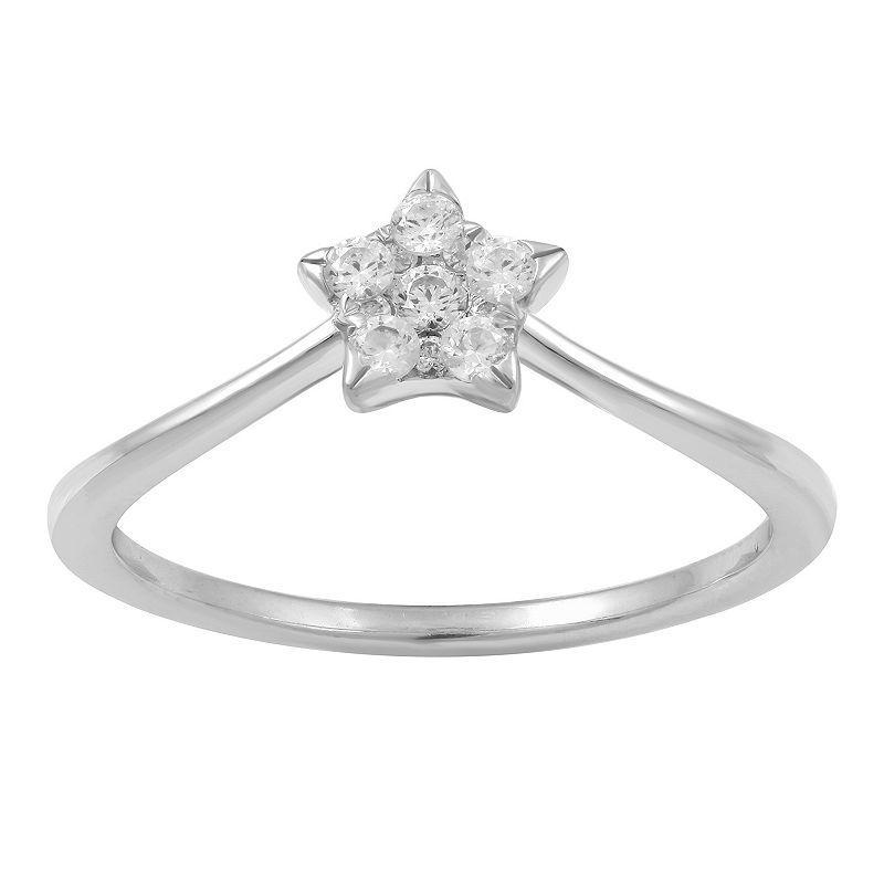 Royal Aura Sterling Silver 1/5 Carat T.W. Diamond Star Ring, Womens Product Image