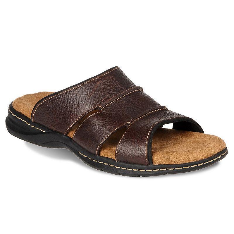 Dr. Scholls Gordon Mens Leather Slide Sandals Brown Product Image