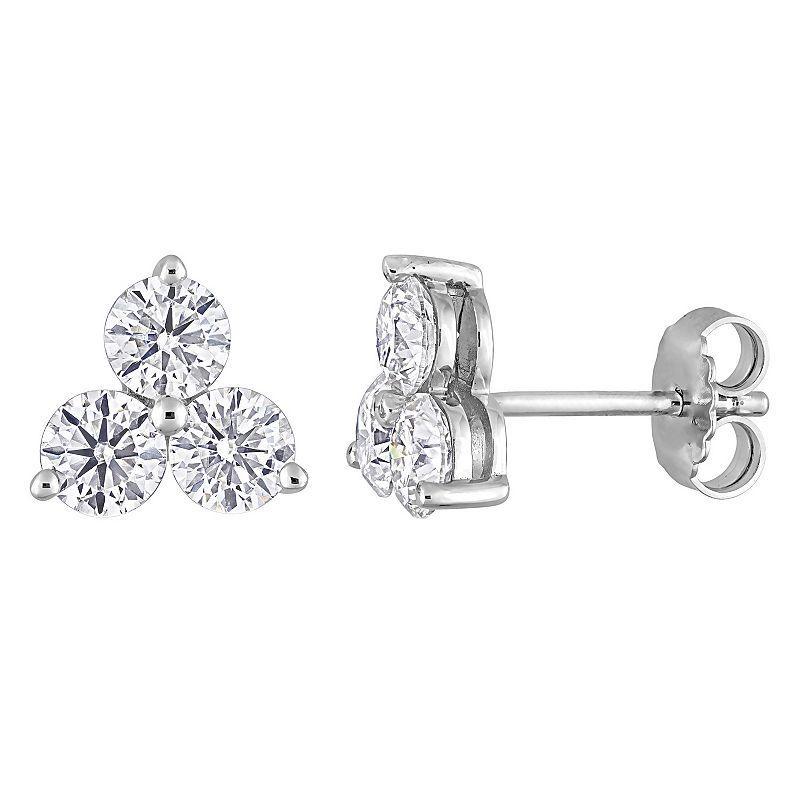 Stella Grace Sterling Silver 2 1/6 Carat T.W. Lab-Created Moissanite 3-Stone Stud Earrings, Womens Product Image