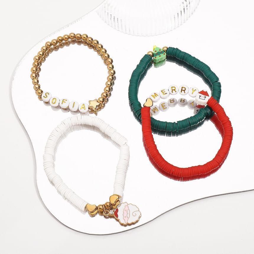 Set of 4: Christmas Beaded Bracelet Product Image