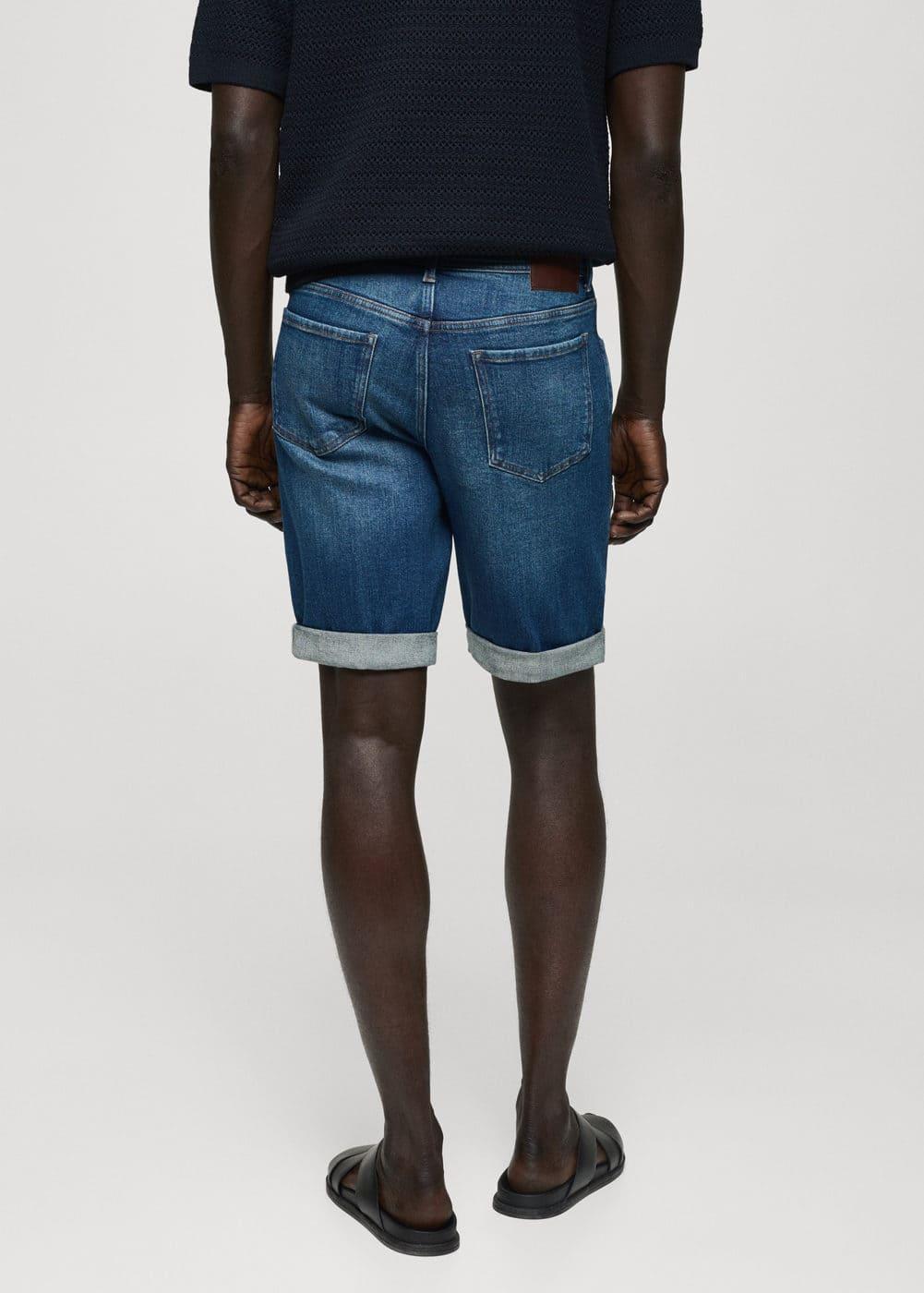 MANGO MAN - Slim-fit denim bermuda shorts dark blueMen Product Image