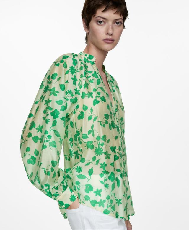 Mango Womens Semi-Transparent Printed Shirt Product Image