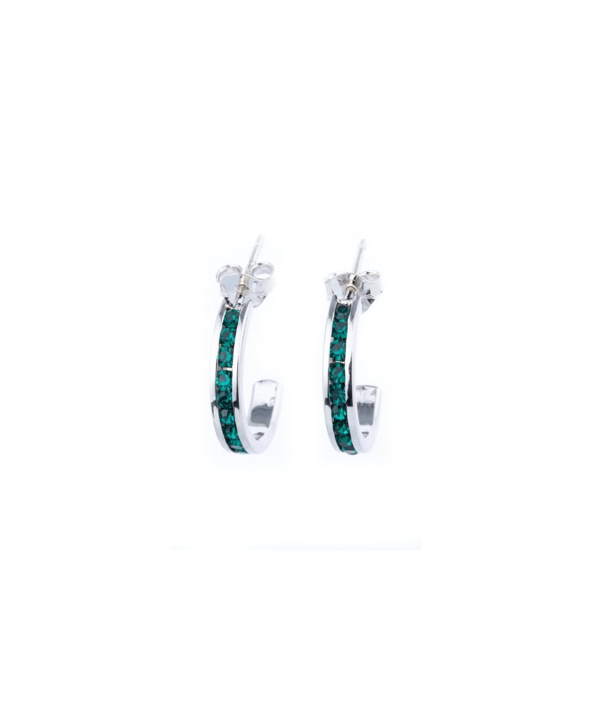 Traditions Jewelry Company Sterling Silver Crystal Semi-Hoop Earrings, Womens, June Product Image