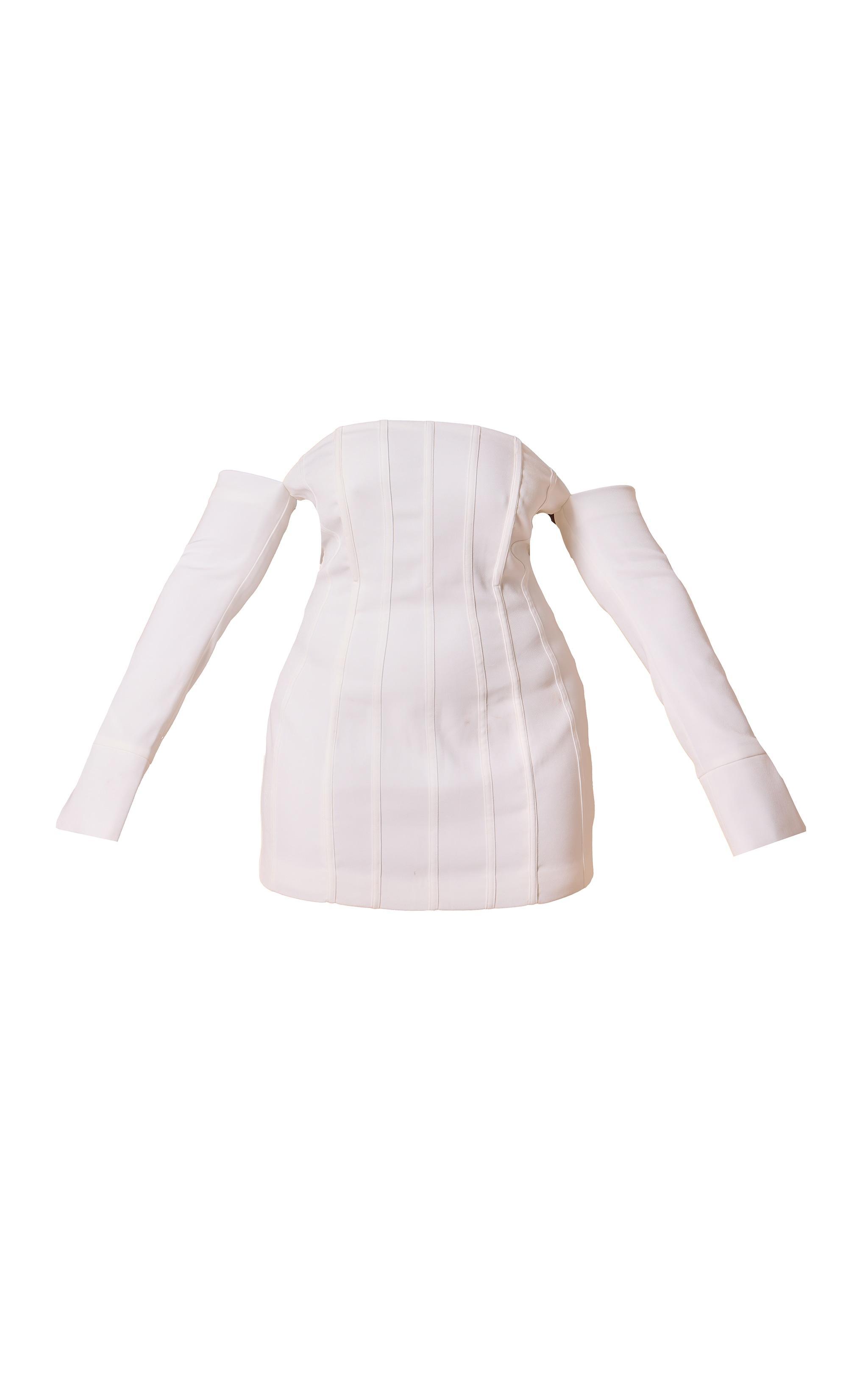 Premium Plus White Bardot Boning Detail Bodycon Dress Product Image