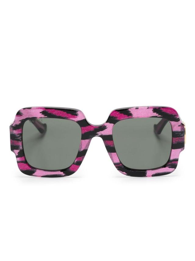 Double-g Oversize-frame Sunglasses In Purple Product Image