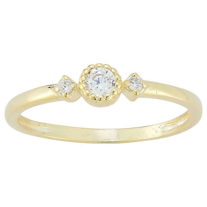 Sunkissed Sterling Sterling Silver Cubic Zirconia Three Stone Ring, Womens Yellow Product Image