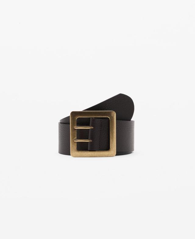 Mango Womens Buckle Leather Belt Product Image