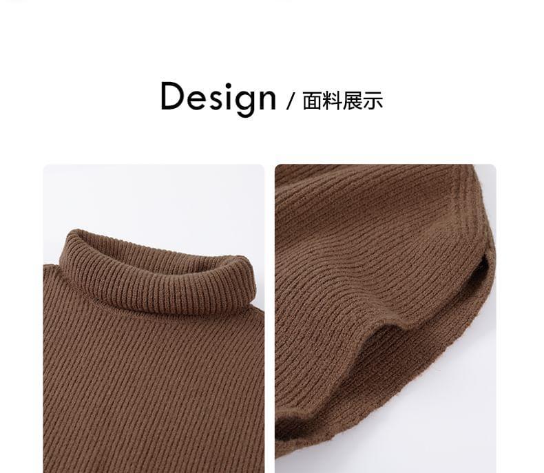 Turtleneck Plain Ribbed Sweater Vest Product Image