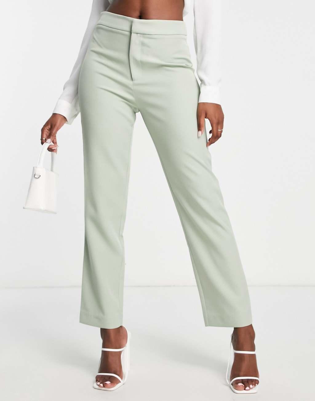 Little Mistress Bridesmaid suit pants in sage green Product Image