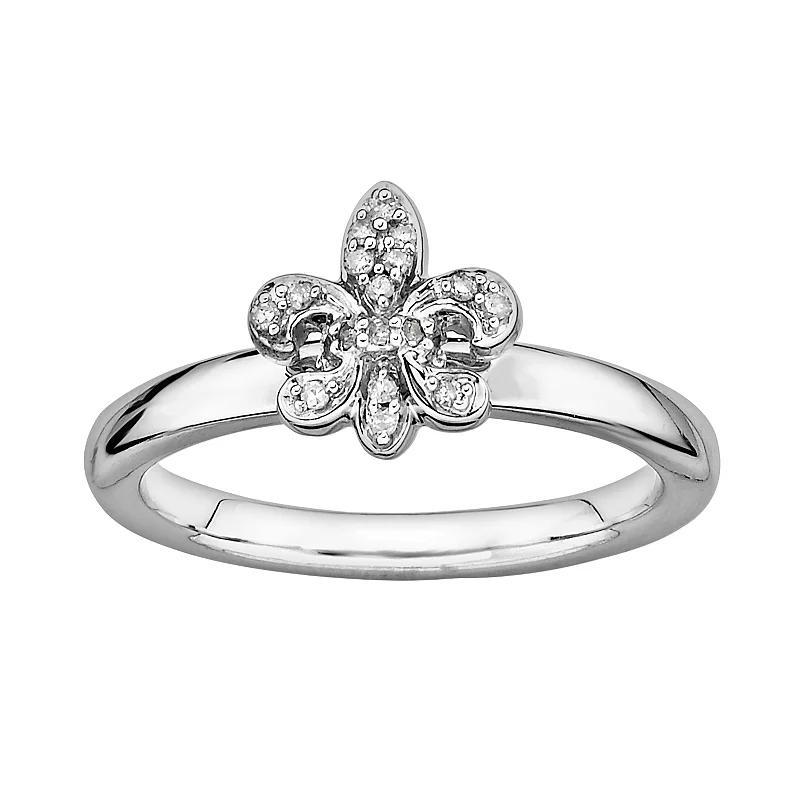 Stacks & Stones Sterling Silver Diamond Accent Fleur-de-Lis Stack Ring, Womens Product Image