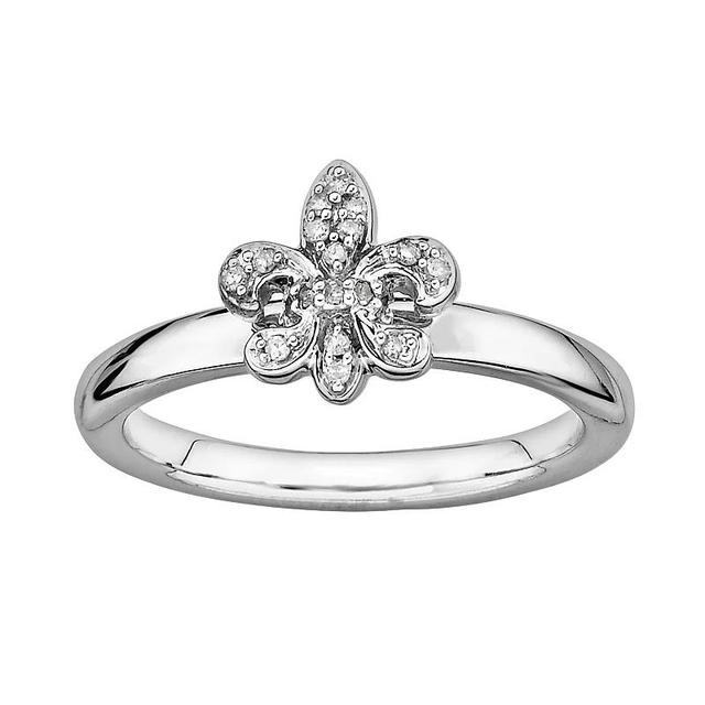 Stacks & Stones Sterling Silver Diamond Accent Fleur-de-Lis Stack Ring, Womens Product Image