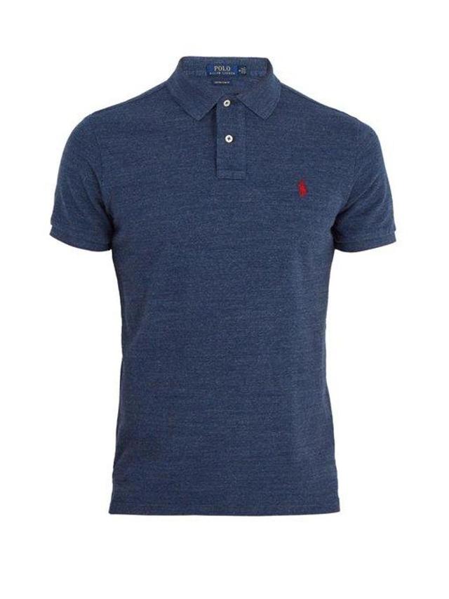 Classics Mens Medium Blue Custom Fit Polo In Classic Royal Heather Product Image