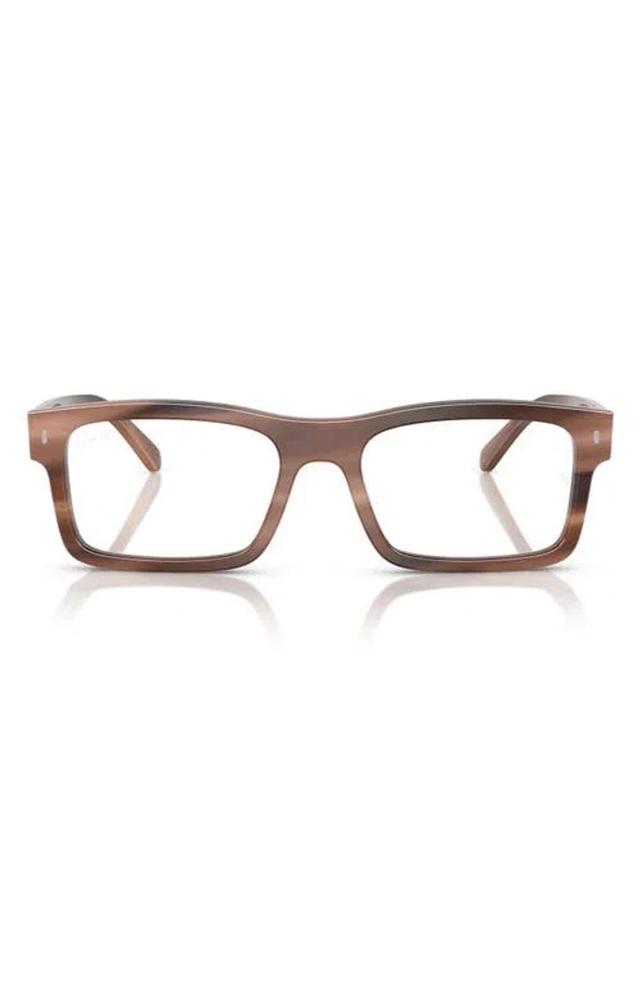 RAY BAN Ray-ban 54mm Rectangular Optical Glasses In Brown Havana Product Image