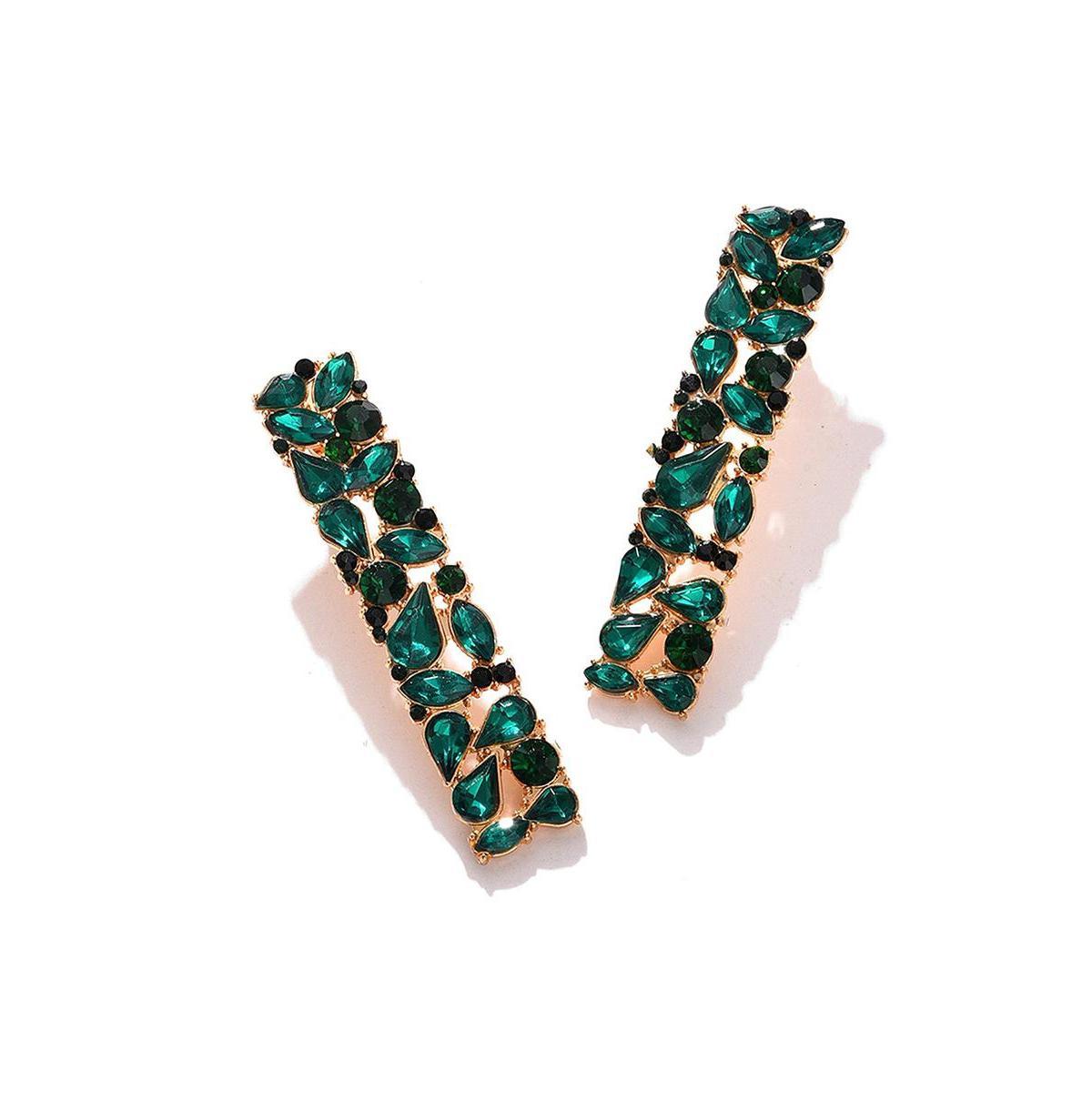 Sohi Womens Green Embellished Cluster Drop Earrings Product Image