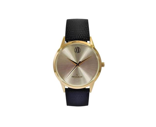 Peugeot Mens 40mm Wafer Slim Round Gold-Plated Case Watch-Champagne Product Image