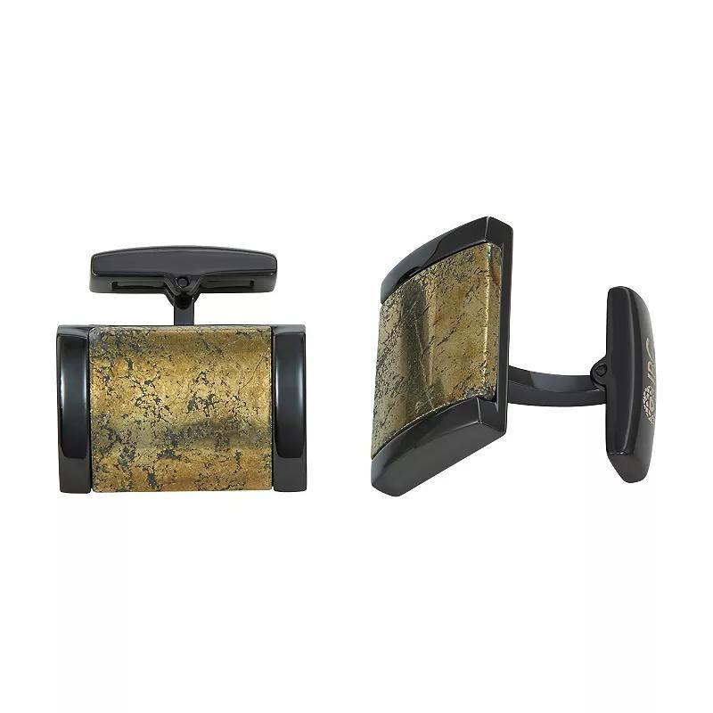 Mens Stainless Steel Chalcopyrite Cuff Links Product Image