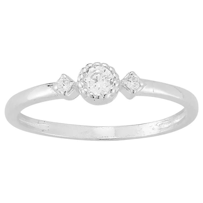 Sunkissed Sterling Sterling Silver Cubic Zirconia Three Stone Ring, Womens White Product Image