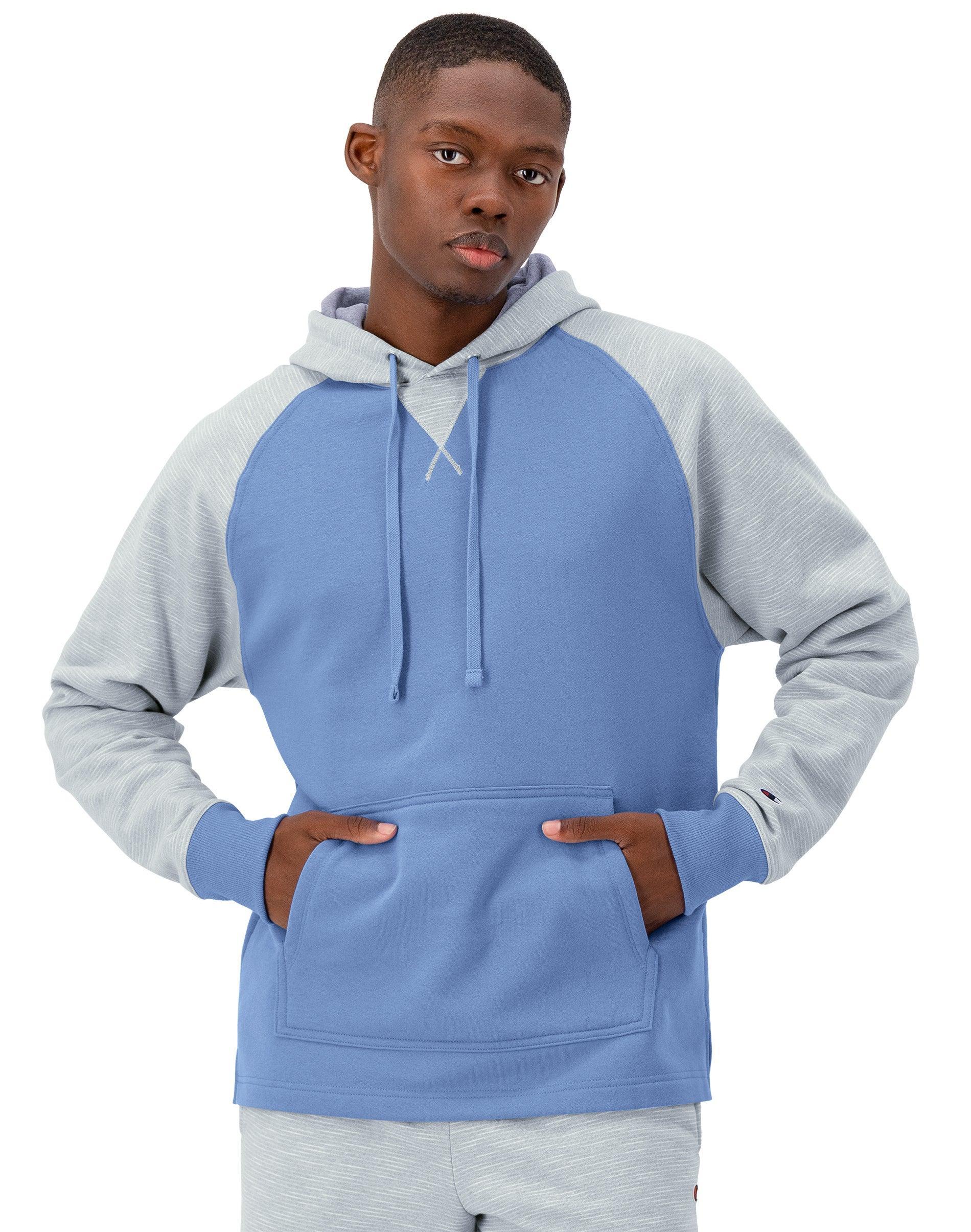 Mens Champion Powerblend Hoodie, Stripe Black/Manhattan Mist/Black S Product Image