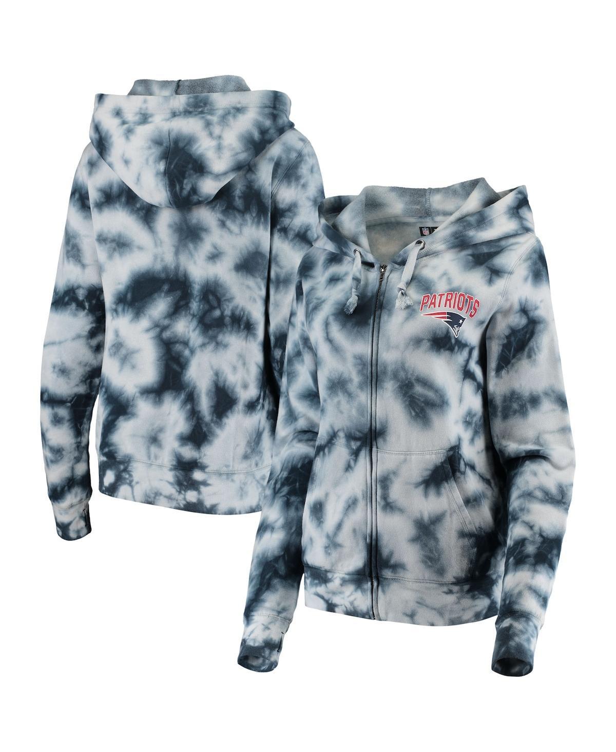 Womens New Era New England Patriots Tie Dye Fleece Full-Zip Hoodie Blue Product Image