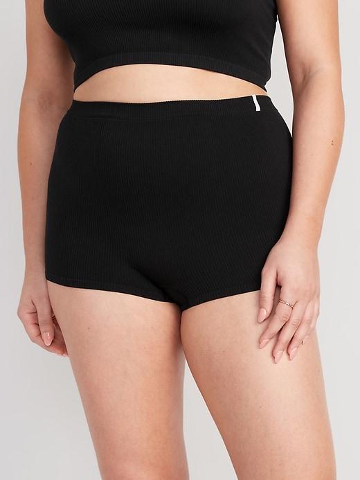 Mid-Rise Seamless Ribbed Boyshort Underwear Product Image