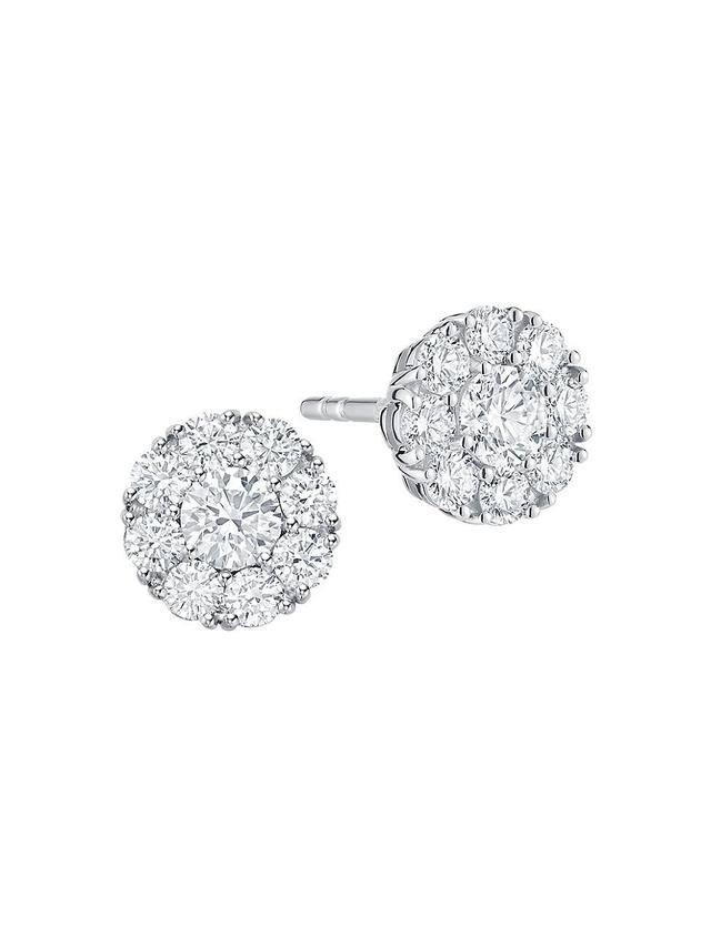 Womens Snowflake 18K White Gold & Diamond Cluster Small Round Stud Earrings Product Image