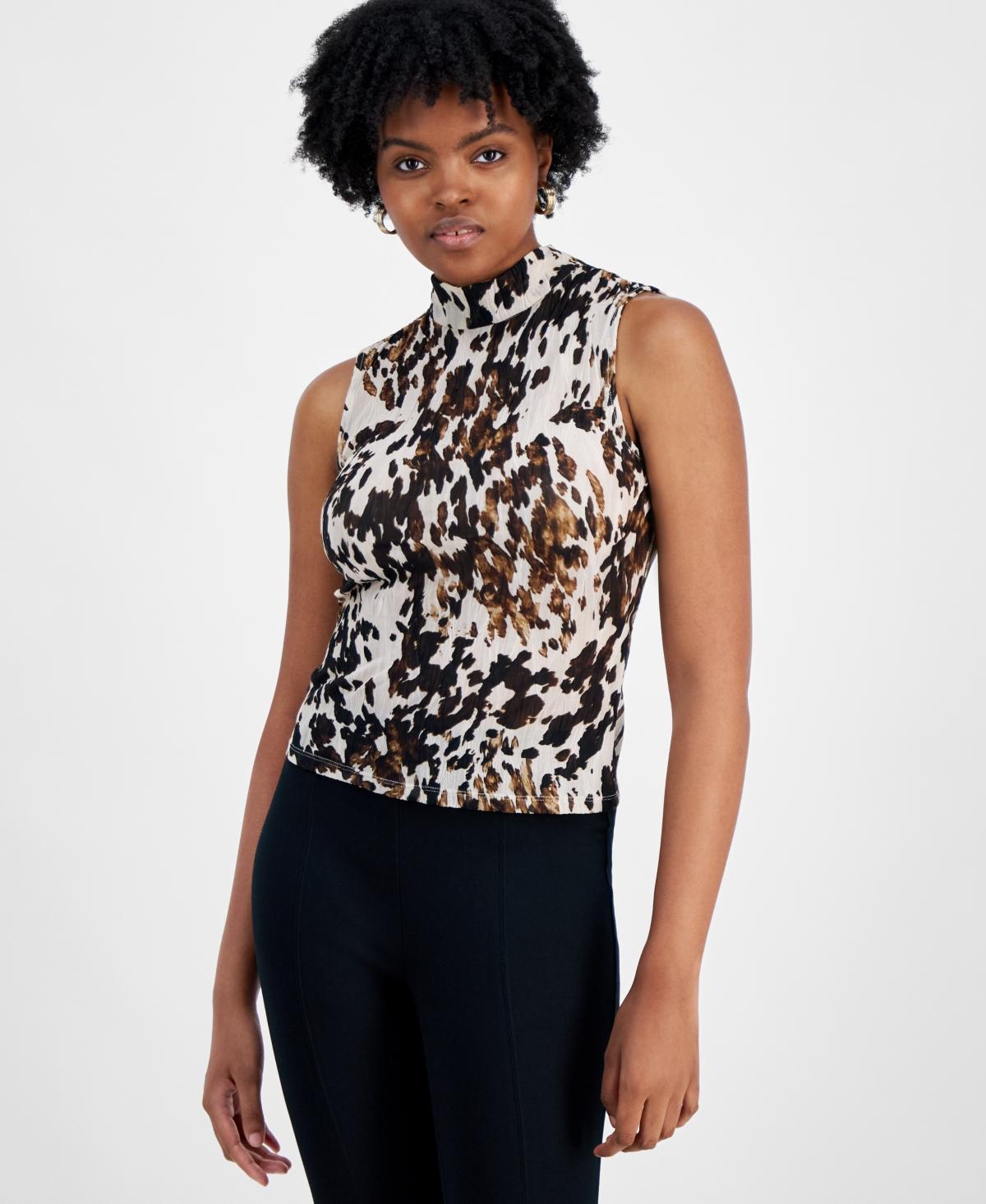 Women's Textured Mock-Neck Sleeveless Top, Created for Macy's Product Image