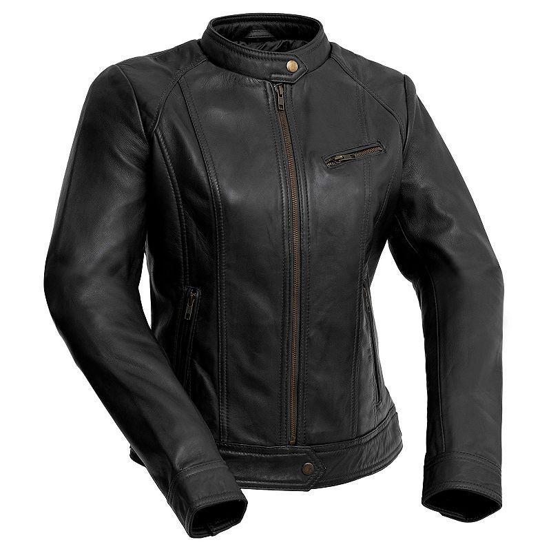 Womens Whet Blu Leather Moto Jacket Red Product Image