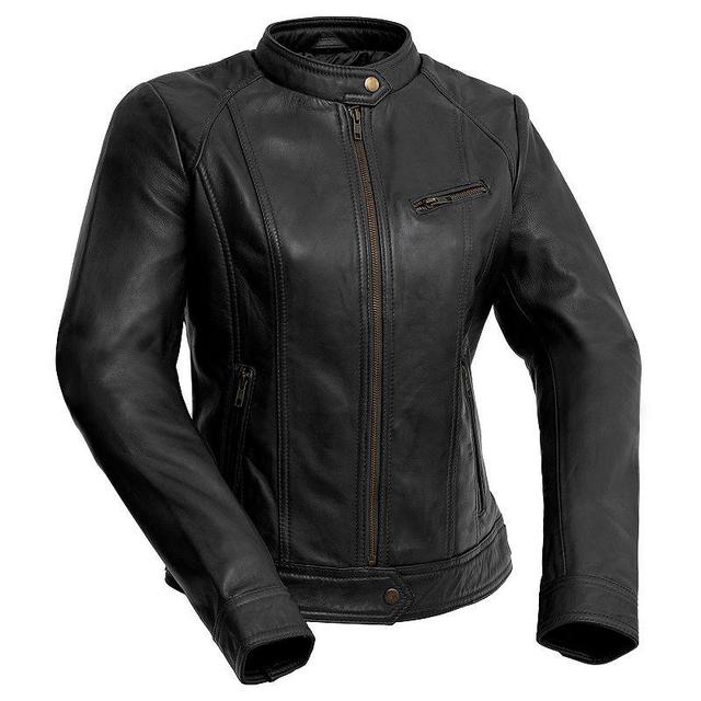 Womens Whet Blu Leather Moto Jacket Lt Brown Product Image